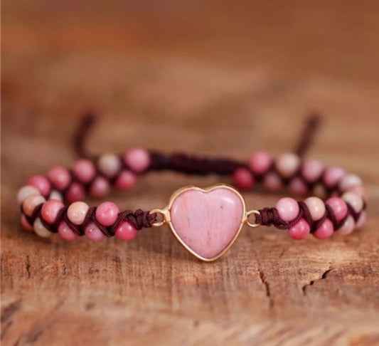 Merkaba 2 rader armbÅnd m/Rhodonite hjertesten