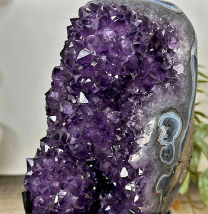 Natural Top Grade Amethyst Cluster on Metal Stand for Home Decor - MWS3169, 28x12x10cm, 3.6kg