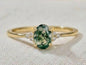Ny & Trendy 14K Goldplated ( 925s Silver ) Art Deco Vintage Ring - med oval 8x10mm Green Moss Agate Quartz sten og Zirkoner