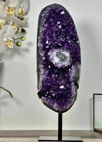 Amethyst Crystal Cluster on Stand – Home Decor Mineral Specimen Display - MWS2652, 32x11cm, 3kg