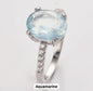 Ny & Trendy 925s Silver Art Deco Vintage Ring - med oval 8x10mm Aquamarine sten og zirkoner