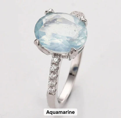 Summersale / Aquamarine - Topaz - Chalsedony Smykkesett ( Kjede, 925s Ring, Øredobber )