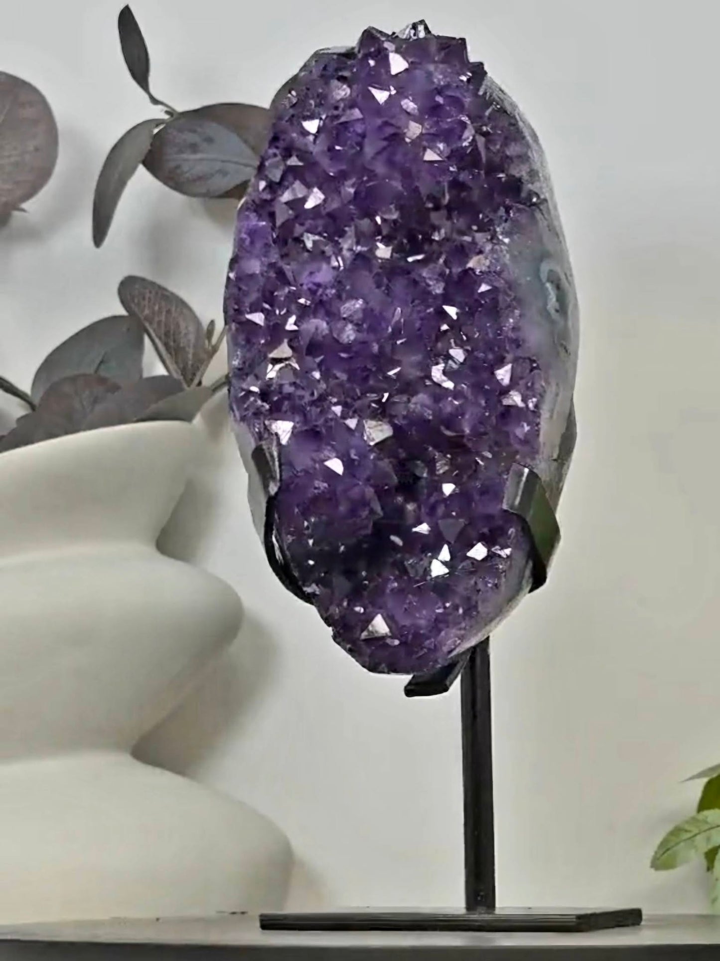 Natural Top Grade Amethyst Cluster on Metal Stand for Home Decor - MWS3169, 28x12x10cm, 3.6kg
