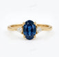 Ny & Trendy 14K Goldplated ( 925s Silver ) Art Deco Vintage Ring - med oval 8x10mm Blue Sapphire sten og Zirkoner