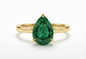 Vakker og Mareshia "Solitaire" enstens 9x7mm Grønn Smaragd Ring, Gold Vermeil ( 925s Silver )