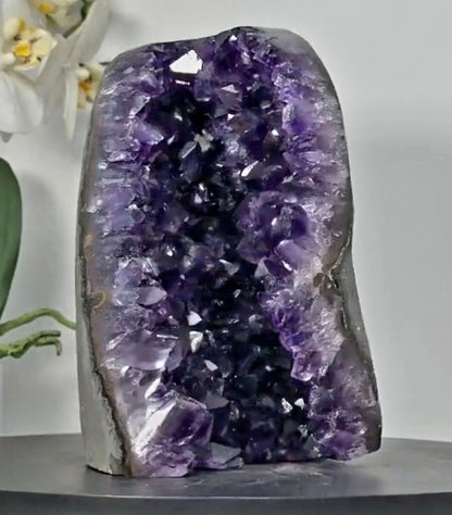 Uruguay Amethyst Geode Crystal Cluster for Home or Office Display, Self Standing Amethyst, Tall Amethyst Stone | CBP1237, 19.5x12.5x15.5cm