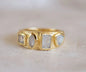 Håndlaget, CILA Designring " LOLI " med Moonstone 18K Gold Electroplated, Str. 56