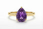 Vakker og Mareshia "Solitaire" enstens 9x7mm Ametyst Ring, Gold Vermeil ( 925s Silver )