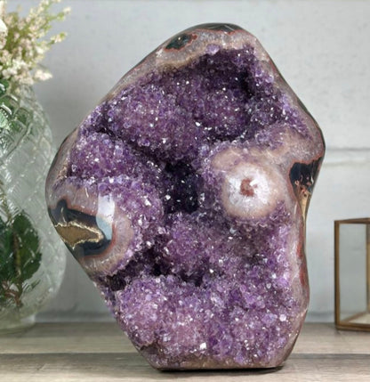 Natural Amethyst & Agate Statement Piece for Home Decor, Self Standing Amethyst, Tall Amethyst Stone | CBP1255, 28x22x16cm