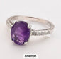 Ny & Trendy 925s Silver Art Deco Vintage Ring - med oval 8x10mm Ametyst sten og Zirkoner