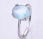 New Micci Design "Solitaire" enstens 9x7mm Aquamarine Ring, 925s Silver