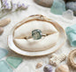 Ny & Trendy 14K Goldplated ( 925s Silver ) Art Deco Vintage Ring - med oval 8x8mm Green Moss Agate Quartz sten
