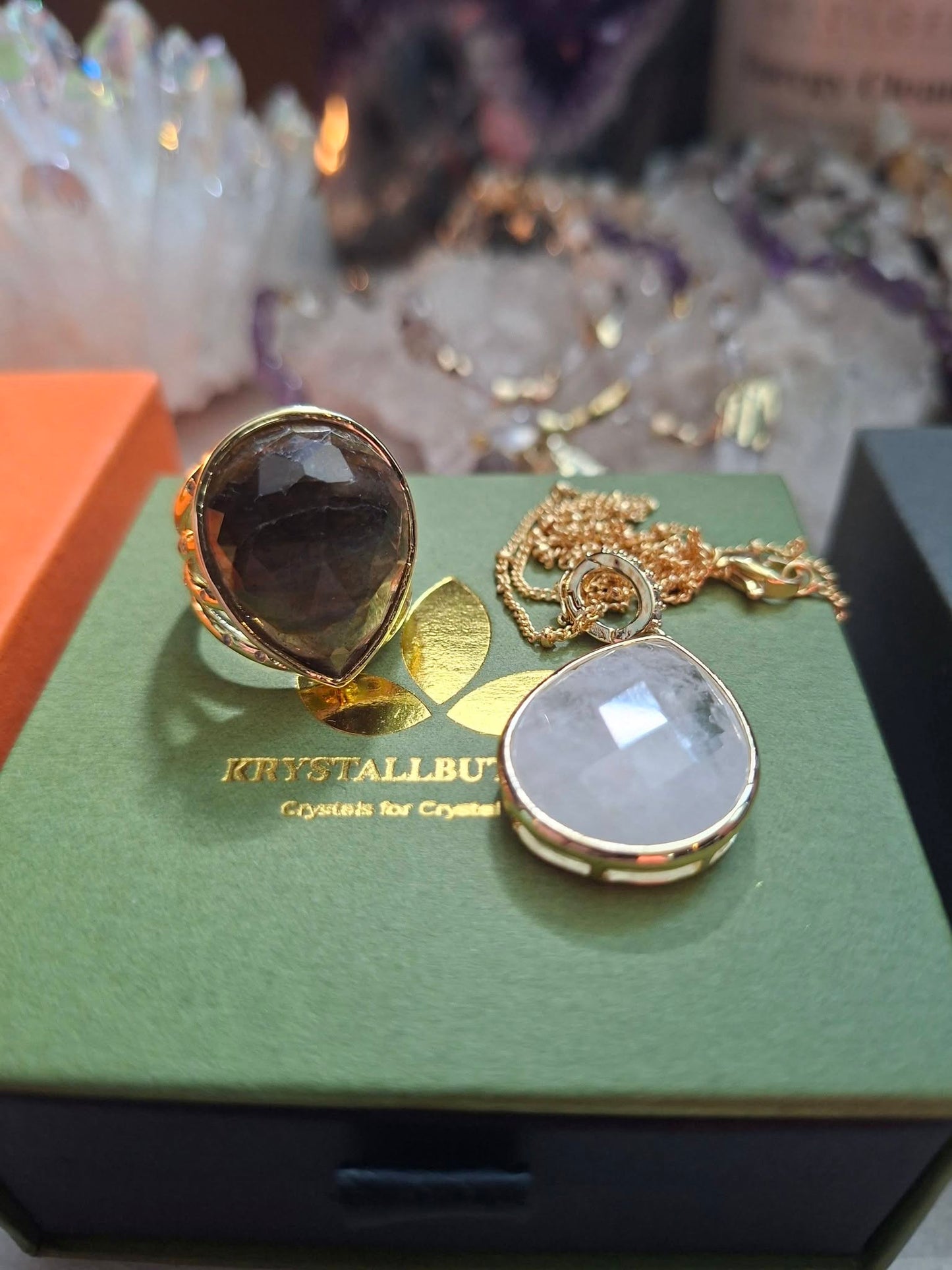 SUMMERDEAL / Nye MICCI Design Tear Drop Jewelry set ( Tear Drop Kjede + Tear Drop Ring, Gold Electroplated  )