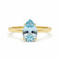 Vakker og enkel Mareshia "Solitaire" enstens 9x7mm Aquamarine Ring, Gold Vermeil ( 925s Silver )