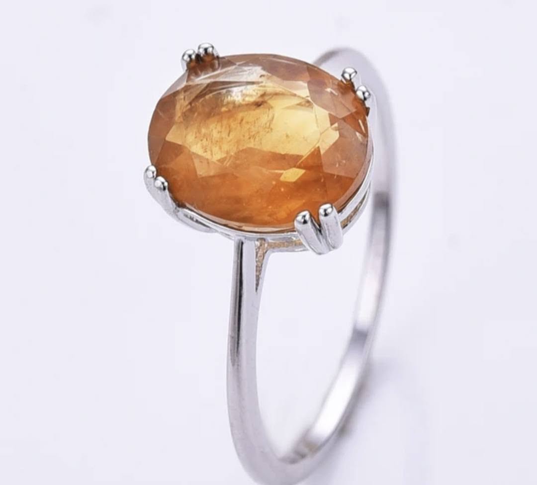 New Micci Design "Solitaire" enstens 9x7mm CITRINE Ring, 925s Silver