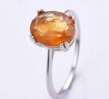 New Micci Design "Solitaire" enstens 9x7mm CITRINE Ring, 925s Silver