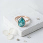 New Mareshia "Solitaire" enstens 9x7mm Teal Sapphire Ring, Gold Vermeil - 925s Silver