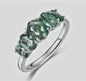 Retro / Vintage 5 Stone natural MOSS AGATE CZ Solitaire Ring,& 925s Silver, size ( 49, 52, 54 )