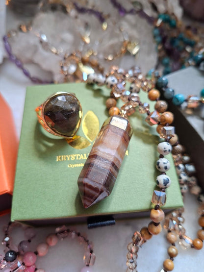 SUMMERDEAL LANGT AGAT MALAKJEDE + TEARDROP RING