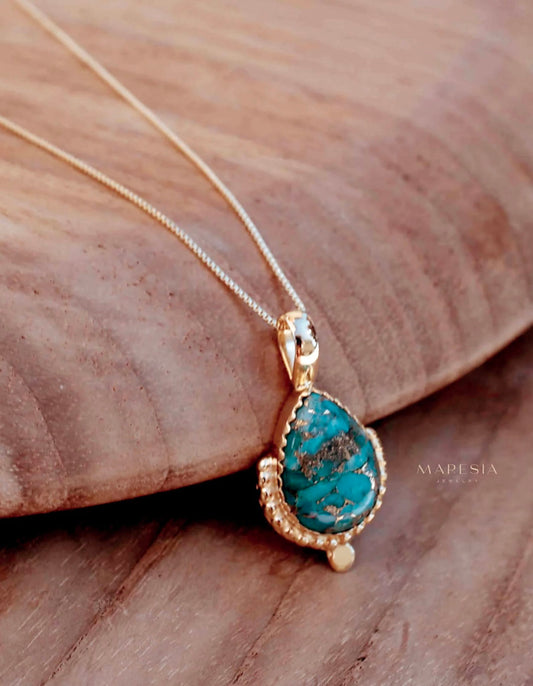 MARESHIA Designkjede Copper Turquoise, 18K Goldplated over Sterling Silver