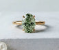 New Mareshia "Solitaire" enstens 11x7.5mm Mint Green Prasiolite Ring, Gold Vermeil ( 925s Silver )