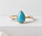 New Mareshia "Solitaire" enstens 8x6mm natural Turquiose Stone Ring, Gold Vermeil ( 925s Silver )