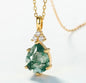 New MOSS AGATE CZ Solitaire Jewelry Necklace - Stone Design Art Deco, Gold Vermeil ( 925s Silver )