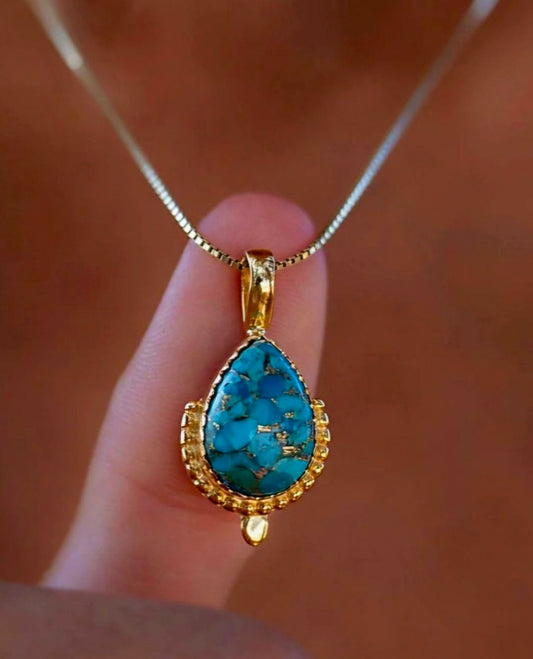 MARESHIA Designkjede Copper Turquoise, 18K Goldplated over Sterling Silver