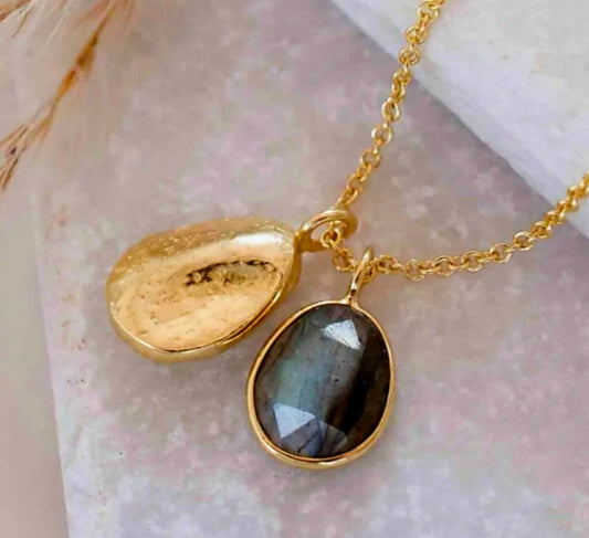 MARESHIA Designkjede Labradorite, 18K Goldplated