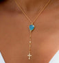MARESHIA Designkjede Blue Chalsedony m/Kors Decor, 14K Goldfilled
