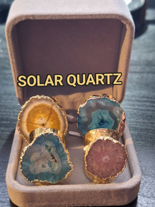 2 -1 KAMPANJE / Trendy Statement Designringer ( Geode Agate , Perle, Solar , Druzy Quartz, Ametyst )