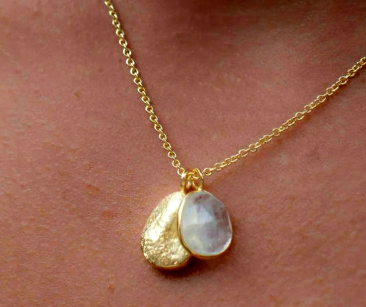 MARESHIA Designkjede Moonstone, 18K Goldplated
