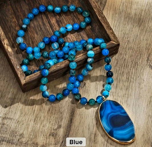 NEW LONG AGATE MALAKJEDE ( 80cm ), Blue