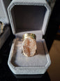 Vakker Druzy Quartz Ring Champagne Gold Electroplated, justerbar