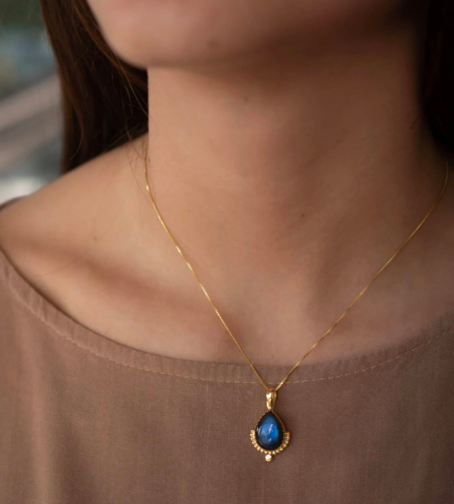 MARESHIA Designkjede Labradorite, 18K Goldplated over Sterling Silver