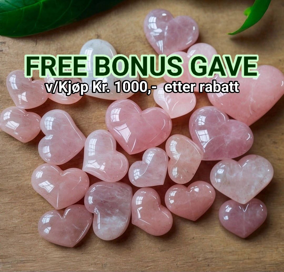 FREE BONUSPAKKE 1 v/ *Kjøp Kr. 1000,- etter rabatt ( 1 stk. ROSE QUARTZ HEART )
