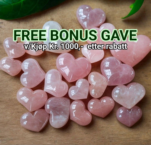 FREE BONUSPAKKE 1 v/ *Kjøp Kr. 1000,- etter rabatt ( 1 stk. ROSE QUARTZ HEART )