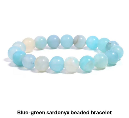 Nye fleksible 10mm Blue Green SARDONYX Armbånd