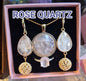 Summersale / Vakkert Rose Quartz Smykkesett ( Kjede, Ring, Øredobber )