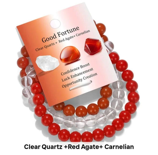 Nye 8mm Triple fleksible Tema Stenarmbånd Sett, " GOOD FORTUNE "