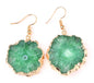 Evil Eye Earrings, Green Solar Quartz Dangle Earrings | Gold Plated Brass, Boho Jewelry