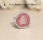 Unike og vakre AGATE Geode Druzy Ring | Sterling Silver, CZ Halo, Adjustable, Geode Size - 24x22mm