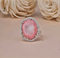 Unike og vakre AGATE Geode Druzy Ring | Sterling Silver, CZ Halo, Adjustable, Geode Size - 25x23mm