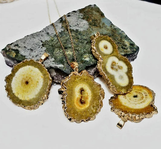 Fashion natural Yellow Solar Quartz Necklace , Gold Electroplated