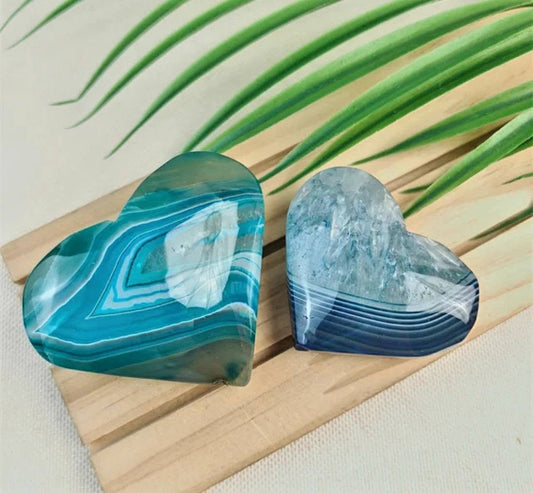 Supervakre Aqua Blue SARDONYX Hearts, Large Size 55 - 60mm