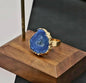 New Blue AGATE Solar Quartz Fashion Ring, Justerbar - Gold Electroplated