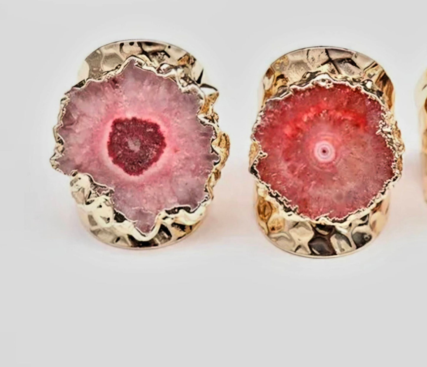 Fashion Ring natural Solar Orange Quartz, Gold Electroplated, Justerbar