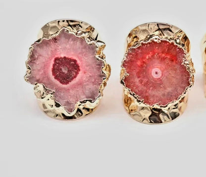 Fashion Ring natural Solar Orange Quartz, Gold Electroplated, Justerbar