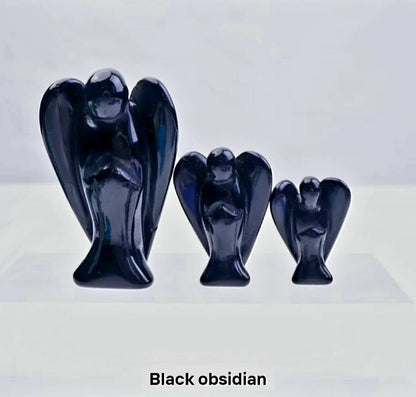 3 Pack Engler i Sort Obsidian ( 3, 5, 7cm Høyde )