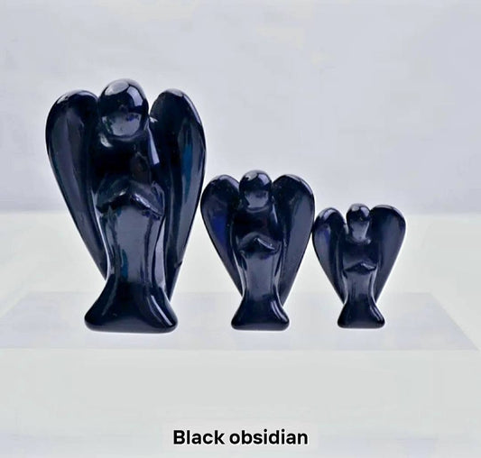 3 Pack Engler i Sort Obsidian ( 3, 5, 7cm Høyde )